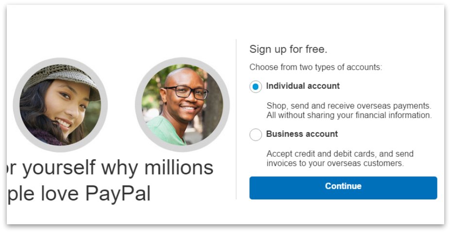 how to create PayPal account step 3